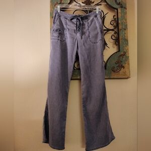 Level 99 Gray Cargo Linen Wide Leg Pants..Women's Size 28